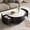 Black, variant on Euroco Modern Round Movable Coffee Table with Casters, 2 Drawers, Marble Pattern Sintered Stone Top, Black, 29.5"