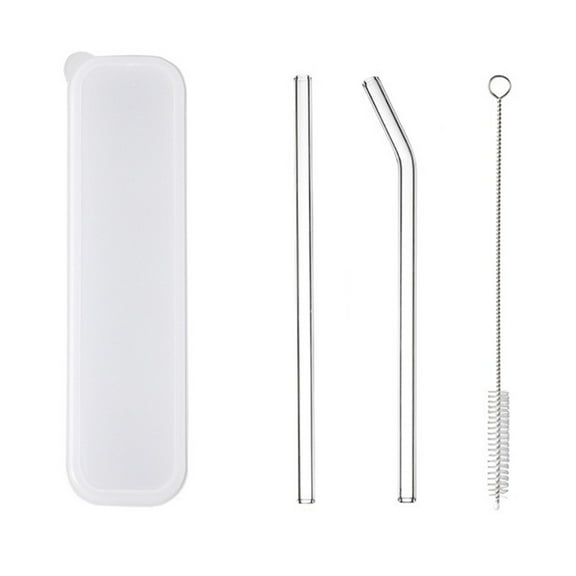 Reusable Clear Glass Straws shatter resistant Clear Glass Drinking Straw with Cleaning Brushes for Milkshakes, Frozen Drinks, Smoothies, Eco-Friendly Dishwasher Safe