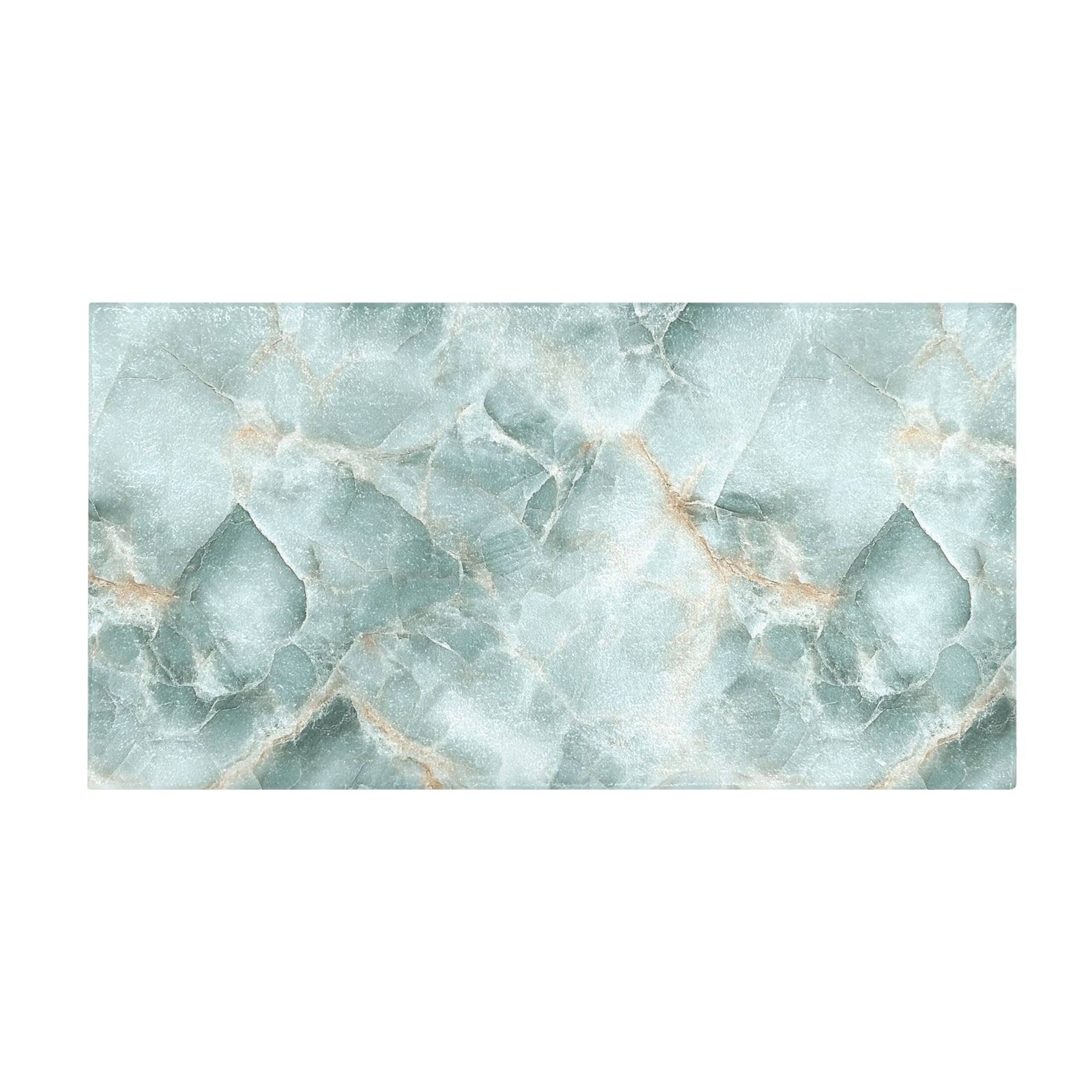 Mint Green Marble Bath Mat 39x20 Non-Slip Bathroom Rugs Absorbent Soft Plush Quick Dry for Tub Shower Kitchen Home Decor