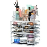 Mallette de rangement en acrylique pour organisateur de cosmétiques de maquillage avec 8 tiroirs détachables