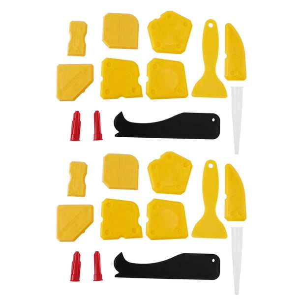 24 Piezas Kit de Herramientas para Calafatear Herramienta de Acabado Sellador de Silicona Raspador de Lechada Removedor Y Boquilla para Calafatear Y Tapa para Calafatear