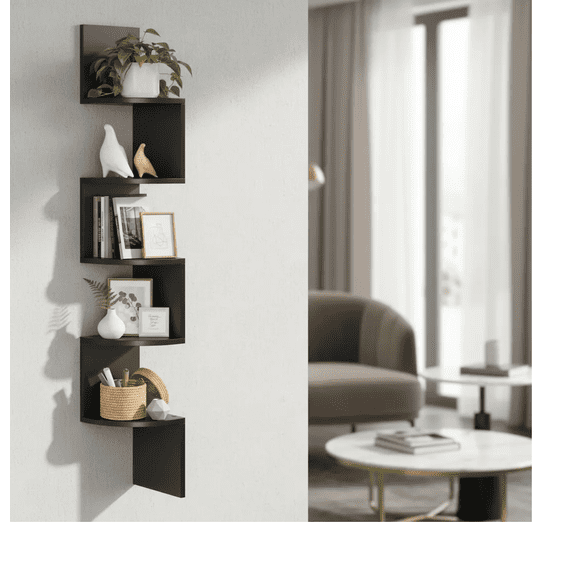 5 Repisas Esquinera Flotantes Moderna Minimalista Muebles Xtellar negro