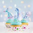 thumbnail image 4 of RV 1 juego de decoración de cumpleaños – soporte para tarta de cumpleaños con tema de sirena, 1 juego de decoración de fiesta, pancarta de cumpleaños, decoración de pasteles, suministros de cumpleaños, 4 of 5
