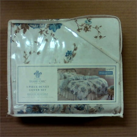 - Aqua Rose Floral Duvet & Sham Set - Simply Shabby Chic - Full/Queen