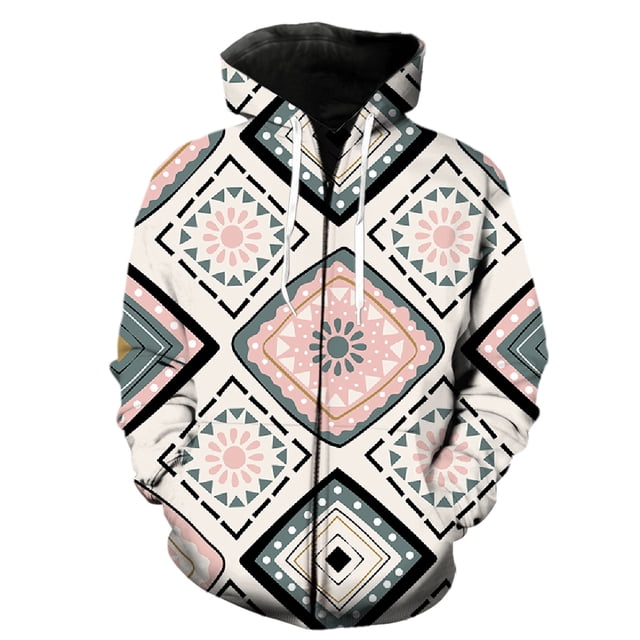 Sudadera con capucha y cremallera para hombre, diseño de mapa de tribus primitivas étnicas, con estampado 3D, informal, divertida y genial, para adolescentes, estilo hip hop.