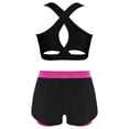thumbnail image 2 of MSemis Kids Girls 2pcs Sports Set Keyhole Cross Back Tank Tops and Shorts Set For Yoga Gymnastics Dance Hot Pink 14, 2 of 4