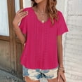 thumbnail image 5 of T Shirts For Women Womens Tops Casual Solid Color Scallops V Neck Tops Comfortable Breathable Short Sleeved V Neck T Shirt, 5 of 6