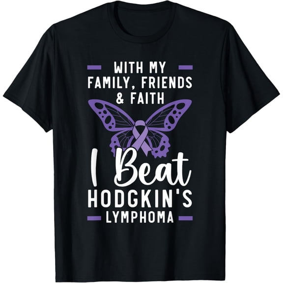 I Beat Hodgkin's Lymphoma Survivor Lymphoma Cancer T-ShirtMen's and women's gift, black and white T-shirt, size: Extra large S-4XL