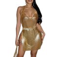 thumbnail image 2 of Vestido Corto Atractivo Vestido mini halter sexy para mujer Vestido de club de fiesta con lentejuelas brillantes (Oro L) Cgtredaw Para estrenar, 2 of 9