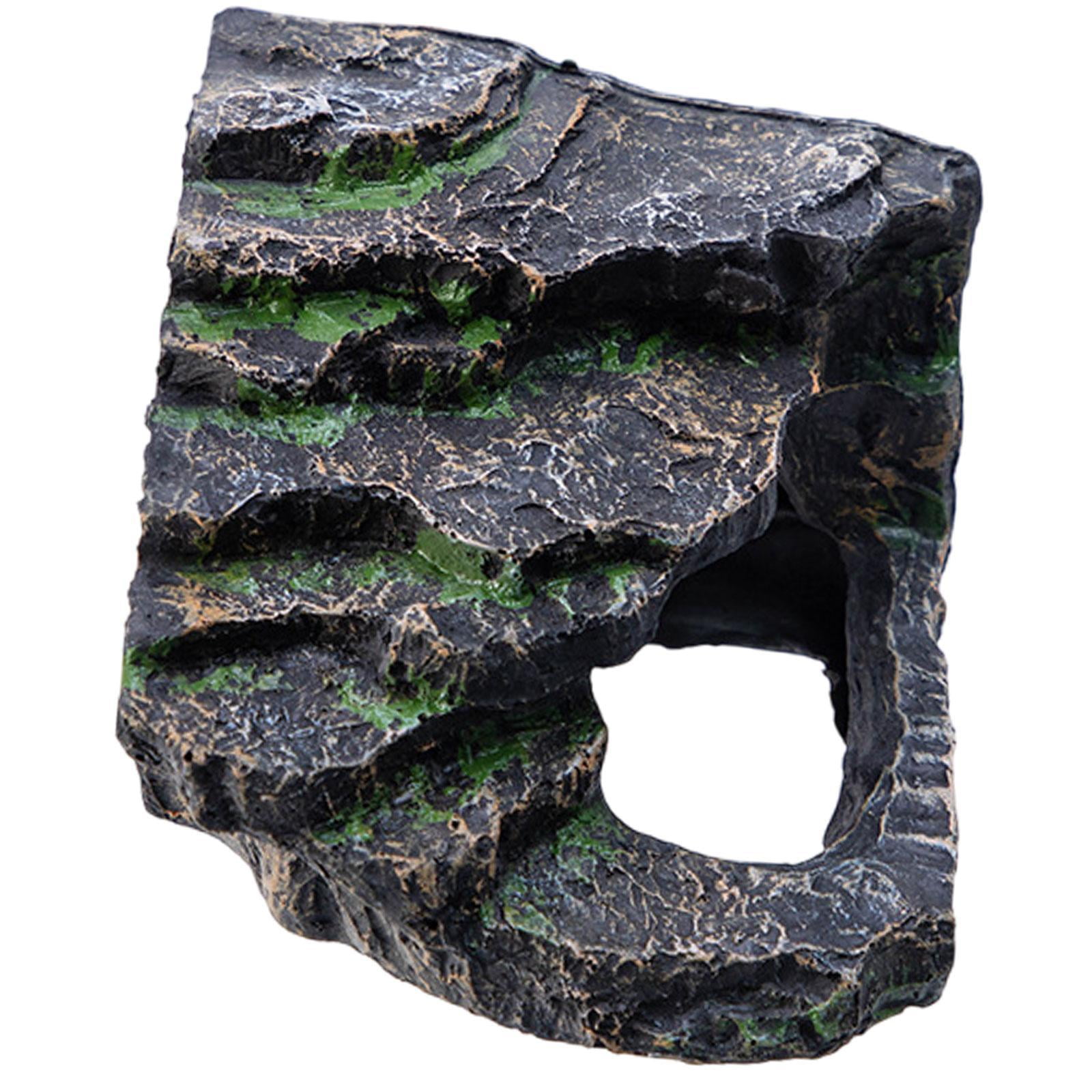 Serenable Bearded Dragon Tank Accessories Turtles Basking Reptile Cave Decorative Resin Reptile Rock Hideout for Frog Gecko