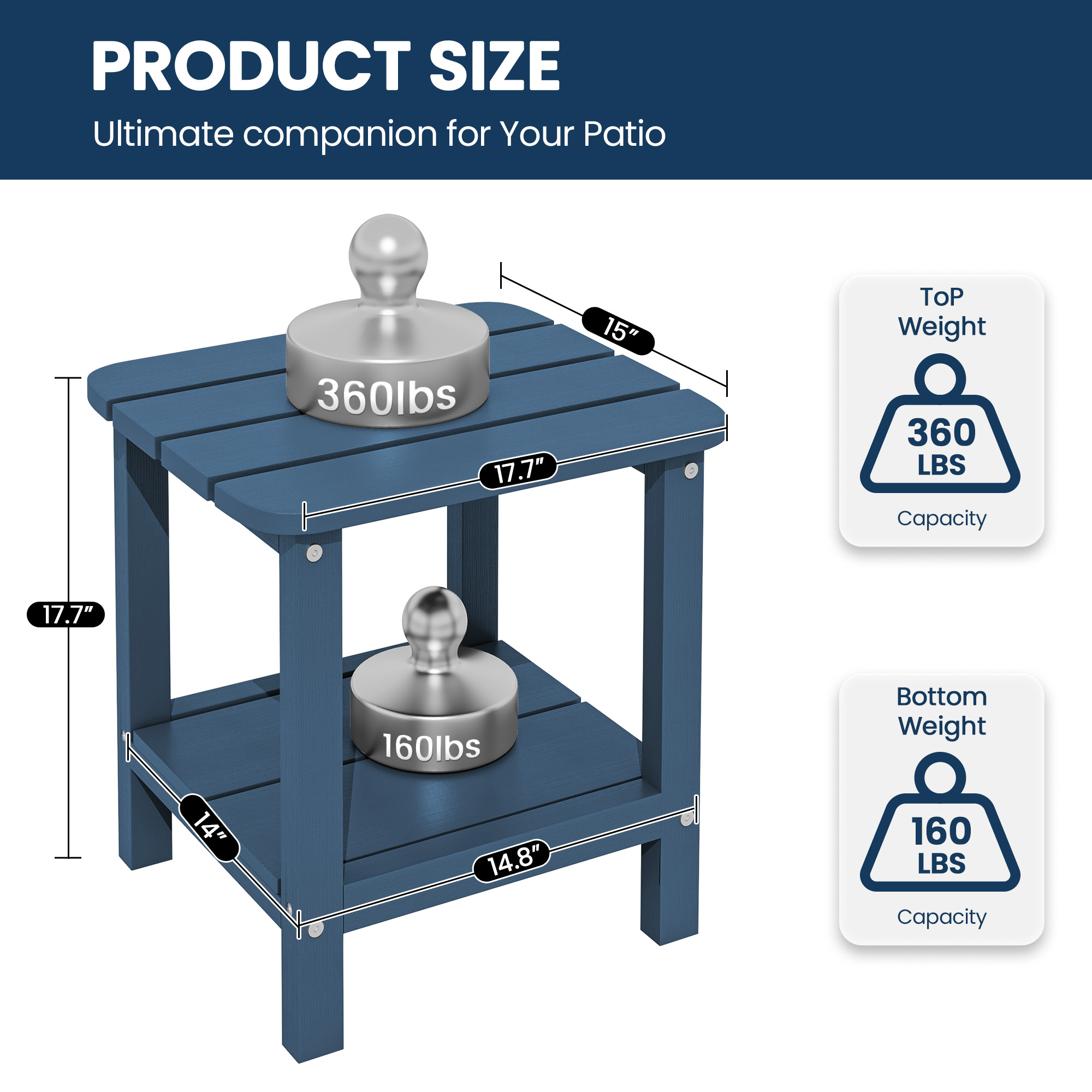Serwall Adirondack Outdoor Side Table, Blue photo 7