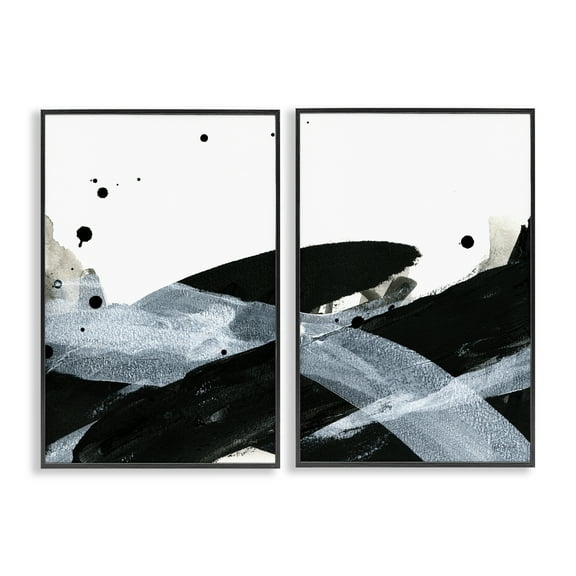 Stupell Industries Gradient Movement Abstraction Abstract Painting Black Framed Art Print Wall Art, 12 x 18, Set of 2