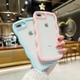 thumbnail image 2 of for iPhone 6s Plus/6 Plus Case, Cute Kawaii Curly Wave Frame Shape Design, Soft TPU + Hard PC Shockproof Protective Bling Phone Cover for Women Girls, Clear-Pink, 2 of 8