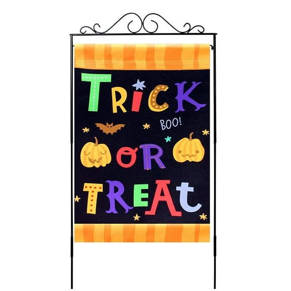 Trick or Treat Halloween Garden Flag – 12" x 18", Double Sided, Orange and Black Halloween Decorations, Cute Pumpkins