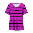 thumbnail image 4 of GaThRRgYP Women's V Neck Short Sleeve formal Tops,Women Plus Size Short Sleeves V-Neck Print Blouse Pullover Short Sleeve Blouses Hot Pink L, 4 of 5