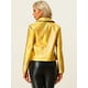 thumbnail image 3 of Disfraz de navidad Chaqueta metalizada estilo motorista con cremallera brillante holográfica para mujer Oro S, 3 of 6