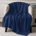thumbnail image 3 of Throw Blanket for Couch Navy Blue Soft Fleece Flannel Blankets Cozy Lightweight Blanket for Home Sofa Living Room Solid Color Bed Throws 40" x 60", 3 of 9