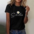 thumbnail image 2 of DondPO Women's T-Shirts Smilee Women's Letter Printed Shirt Short Sleeve Round Neck T Shirt Fashion top Lightweight Soft Casual Summer Clothing Clothes Shirts for Women Womens tops, 2 of 5