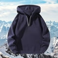 thumbnail image 2 of Htigea Women's 1/4 Zip Up Hoodies Fleece Hooded Long Sleeve Sweatshirts Casual Loose Pullover Fall Winter Tops Navy L, 2 of 3