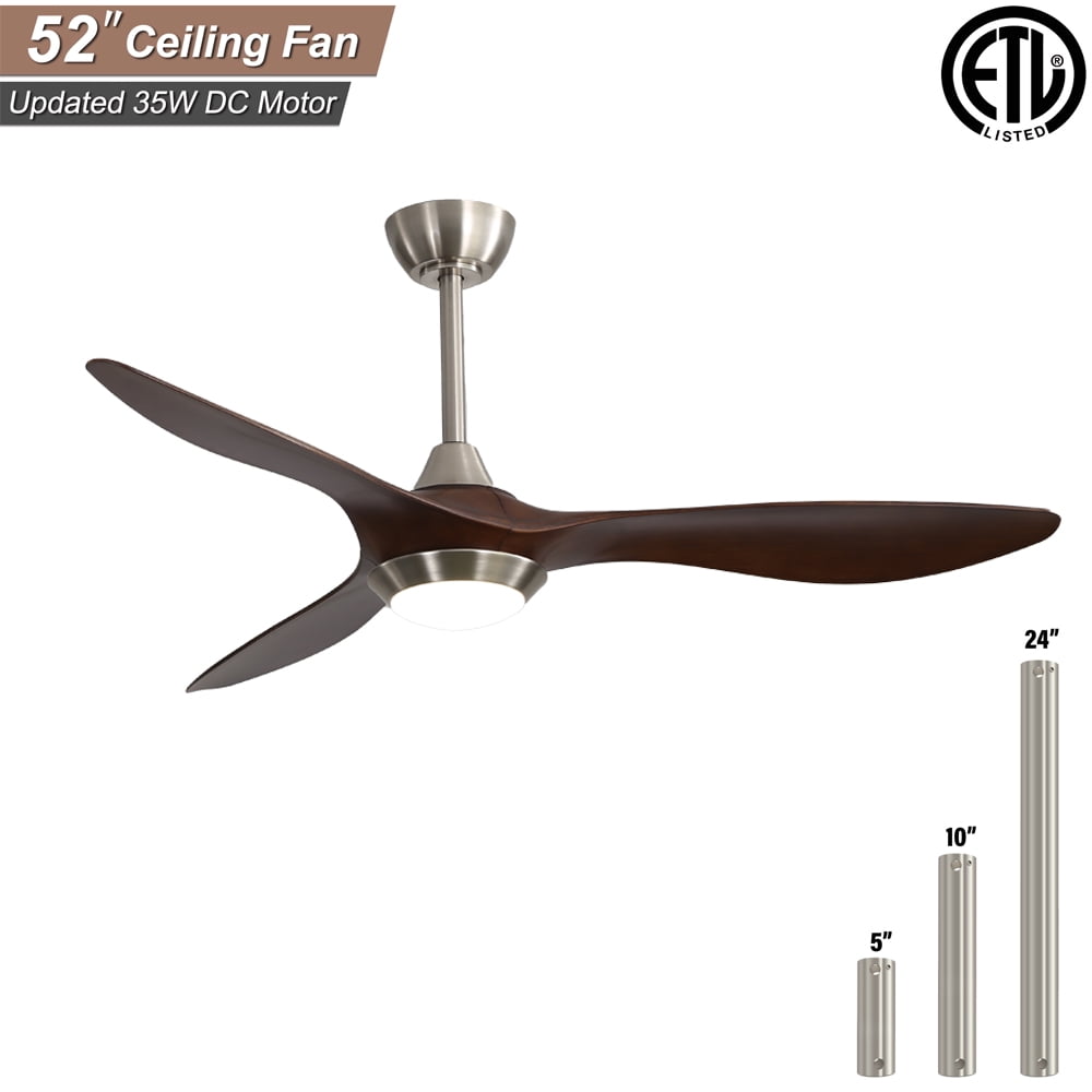 Sofucor 52" Downrod Ceiling Fans with Lights,Remote Control,Nickel with