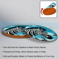 thumbnail image 4 of Zebra 6PCS Round Microfiber Leather Table Coasters, 11x11 cm/4.3x4.3 in Set - Drink Coasters for Home and Kitchen, 4 of 6