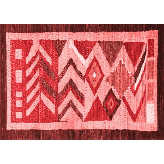 Ahgly Company Indoor Rectangle Abstract Red Contemporary Area Rugs, 2' x 3'
