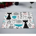 thumbnail image 2 of EREHome Set de 2 Sets de Table Mignons Chats Noirs et Fleurs 12x18 Pouces, 2 of 2