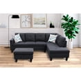 thumbnail image 2 of Pemberly Row L Shaped Black Gray Couch with Ottoman(Pillows Included) Microfiber, 2 of 12