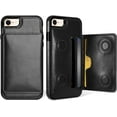 thumbnail image 7 of Card Slot Holder Wallet Case for iPhone 8 Plus 7 Plus, Premium PU Leather Case Kickstand with Hidden Magnetic Closure Flip Durable Shockproof Protective Cover for iPhone 7 Plus/8 Plus - Black, 7 of 7