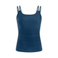 thumbnail image 4 of QURATI Swimwear Womens Bikini Swimsuits Two Piece Bathing Suit Double Straps Solid Color Swim Tank Tops Swimwear S 2XL Navy L, 4 of 6
