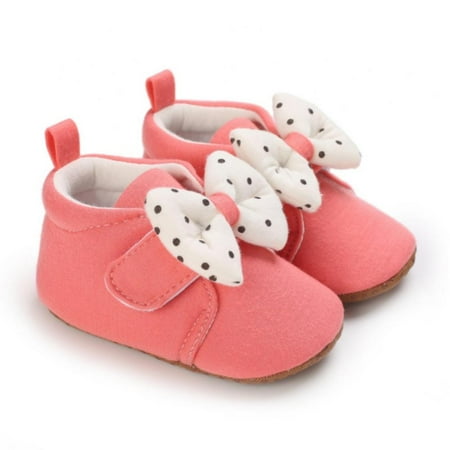 

Baby Girls Boys Shoes Soft Sole Infant Sneakers High-top Ankle Toddler Prewalker Newborn Bowknot First Walker Anti-slip Crib Shoes (6-12 Months) 2/M Size