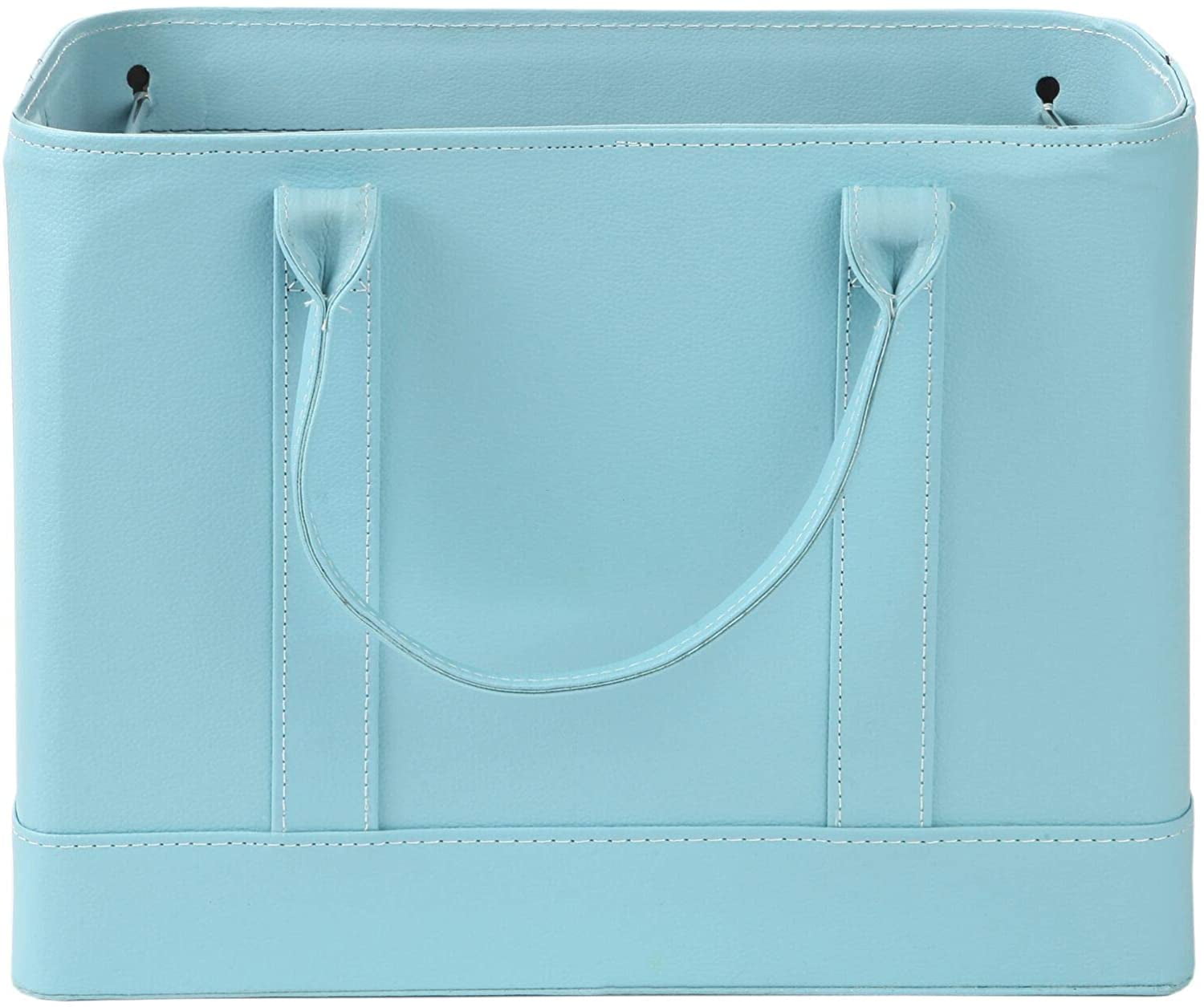 Blue Faux Leather Tote with Chic Document Folder