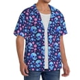 thumbnail image 2 of Pofeuu Blue Skull Flower Print Mens Casual Short Sleeve Shirts Beach Summer Spread Collar Pocket Tops Men's Casual Short-sleeved Shirt-X-Large, 2 of 5