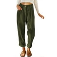thumbnail image 3 of Pants for Women Casual High Waisted Straight Leg Pants Loose Comfy Trousers with Pockets Army Green XL, 3 of 6