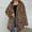 Brown, variant on Jacenvly Womens Winter Coats Leopard Print Plush Jacket Thickened Warm Long Sleeve Outerwear Hoodlies Pocket Jacket Casual Trendy Long Tops