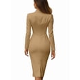 thumbnail image 4 of Women'S Double Breasted Blazer Dress Long Sleeve Office Wear Formal Work Commuter Coat Khaki S, 4 of 7