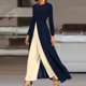 thumbnail image 2 of Monos Puntoco para mujer, vestido informal de manga larga con cuello redondo y retazos, mameluco, traje de oficina para mujer, liquidación Puntoco Puntoco-2152, 2 of 6