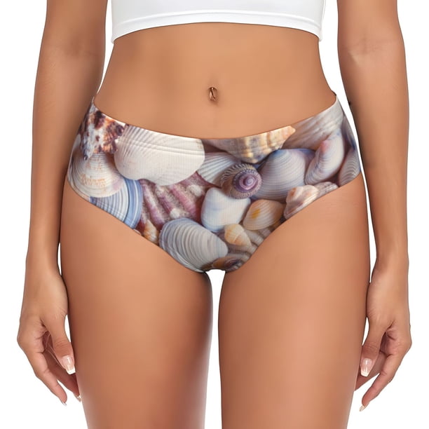 Balery Sea Shells Ropa Interior de Algodón para Mujer con Dibujo – Braguitas Cómodas y Elásticas, Estilo Clásico-XX-Large