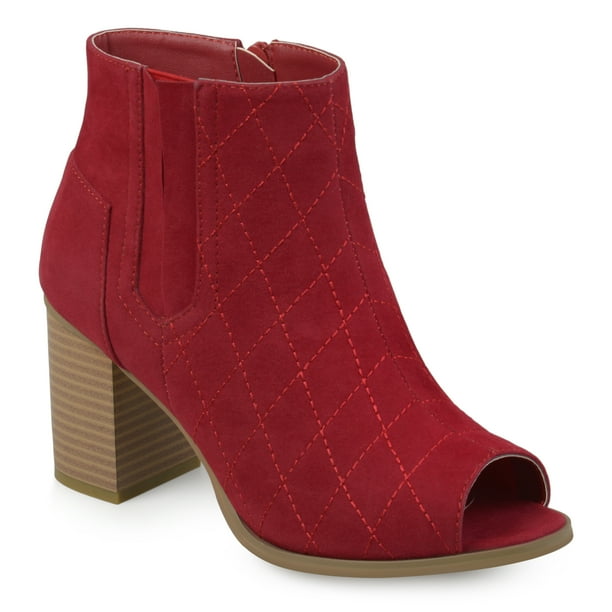 Brinley Co. - Womens Stacked Heel Open Toe Quilted Booties - Walmart.com - Walmart.com