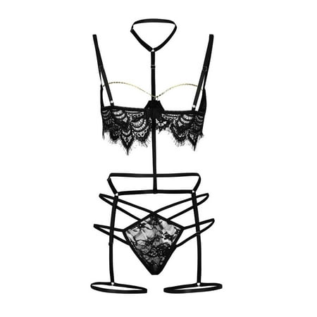 jovati 3PC Sexy Lingerie Lace Embroidery G-string Thong Temptation ...