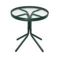 thumbnail image 2 of Zimtown 18in Round Tempered Glass Outdoor Patio Side Table, Metal Frame End Table, Green, 2 of 8