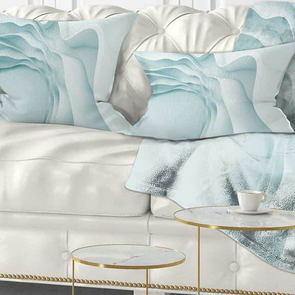 Designart Fractal Large Blue 3D Waves - Contemporary Throw Pillow - 12x20