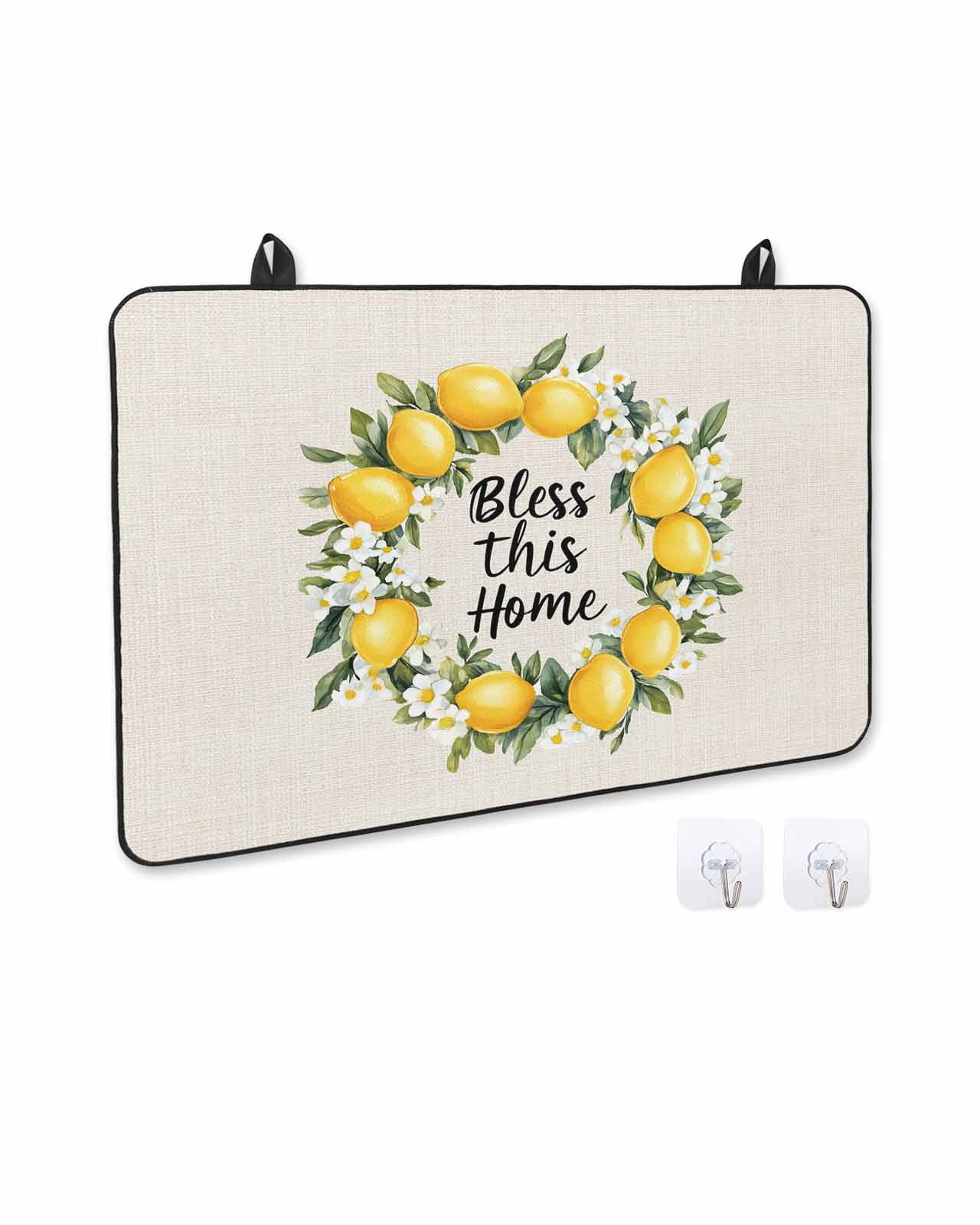 nqOlkjepod Large Induction Cooktop Protector Mat 28.5"x20.5", Summer Lemon Stove Top Covers for Electric Stove, Farmhouse Country Vintage Linen Texture Stove Burner Cover Mats, Glass Top Stove Cover