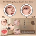 thumbnail image 4 of SLIMOON 9" Large Lighted Makeup Mirror, 1X/10X Magnifying Mirror with Light, 3 Colors Brightness Adjustable, Rechargeable Double Sided Vanity Mirror with 80 LED Lights Grey, 4 of 8