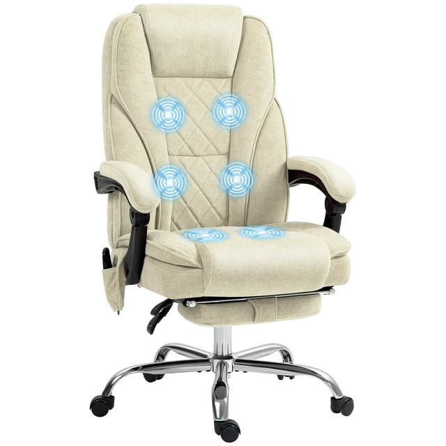 Vinsetto Chaise de Bureau de Massage, Chaise de Jeu Inclinable, Beige