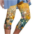 thumbnail image 2 of Leggings under $5! Cagogo Women's Yoga Capris Floral Print Casual Summer Soft Stretchy Plus Size Lounge Capri Leggings Workout Athletic Running Elastic Waist Knee Length Cropped Pants, 2 of 6