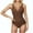 Coffee, variant on WREESH Women's V Neck Crisscross One Piece Swimsuit - Push Up Tummy Control Ruched Slim Solid Color Bathing Suit Olive Green