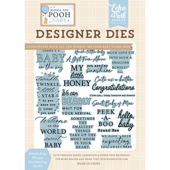 Echo Park Designer Medium Die Set-Winnie Baby Phrases