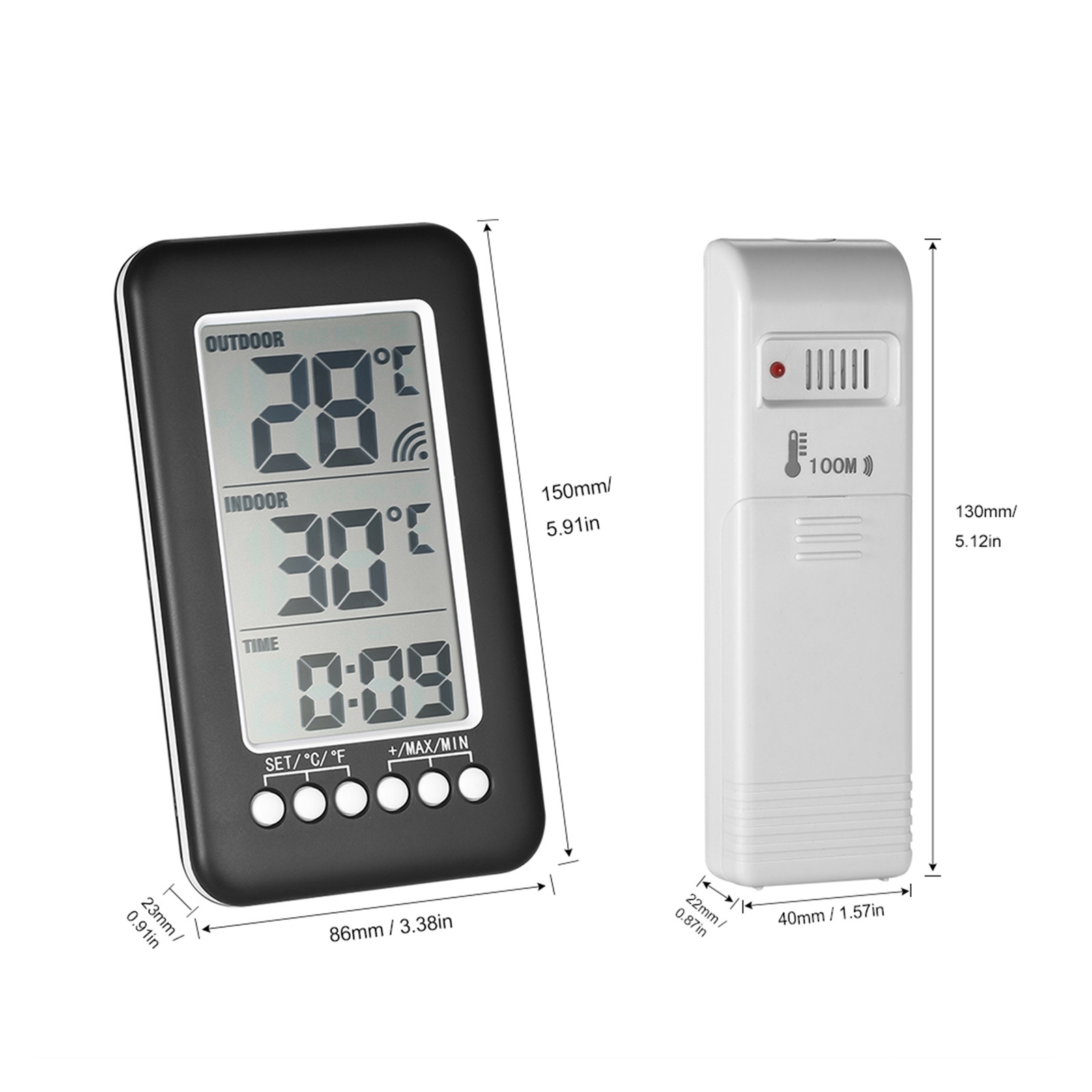 2PCS Digital Thermometer Clock Function LCD Wireless Temperature Meter Electronic Weather Station ,Fast Response