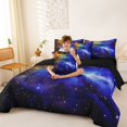 thumbnail image 4 of Manfei Celestial Nebula 7-Piece Twin Bedding,Sparkling Stars Print Bedding Comforter Set,Blue Orange,Black Reversible, 4 of 7
